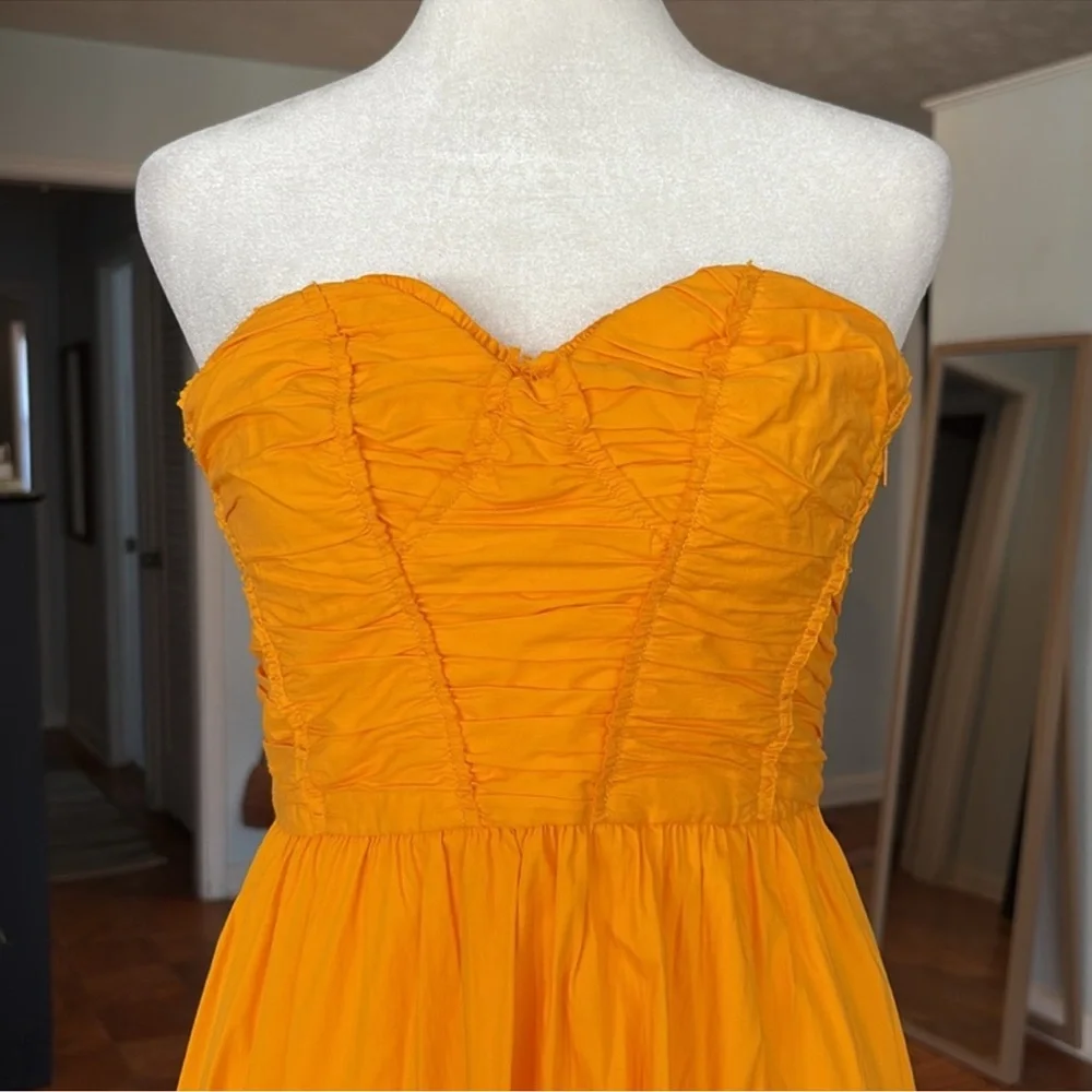 NWOT MANGO Flared Corset Dress in Neon Orange Size 4 - Picture 9 of 13